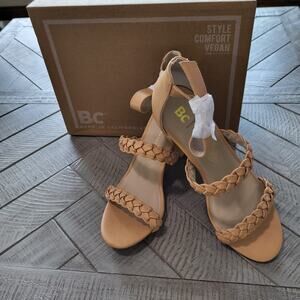 BC Footwear Wanna Be Nude Heeled Sandals Braided Strap